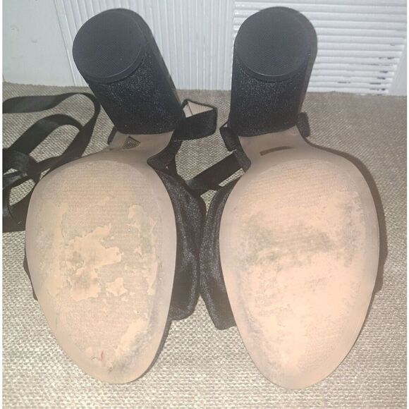 Steve Madden Heels Women Clary-V Size 10 BLACK Velvet Lace Up Black Heels - Picture 5 of 12